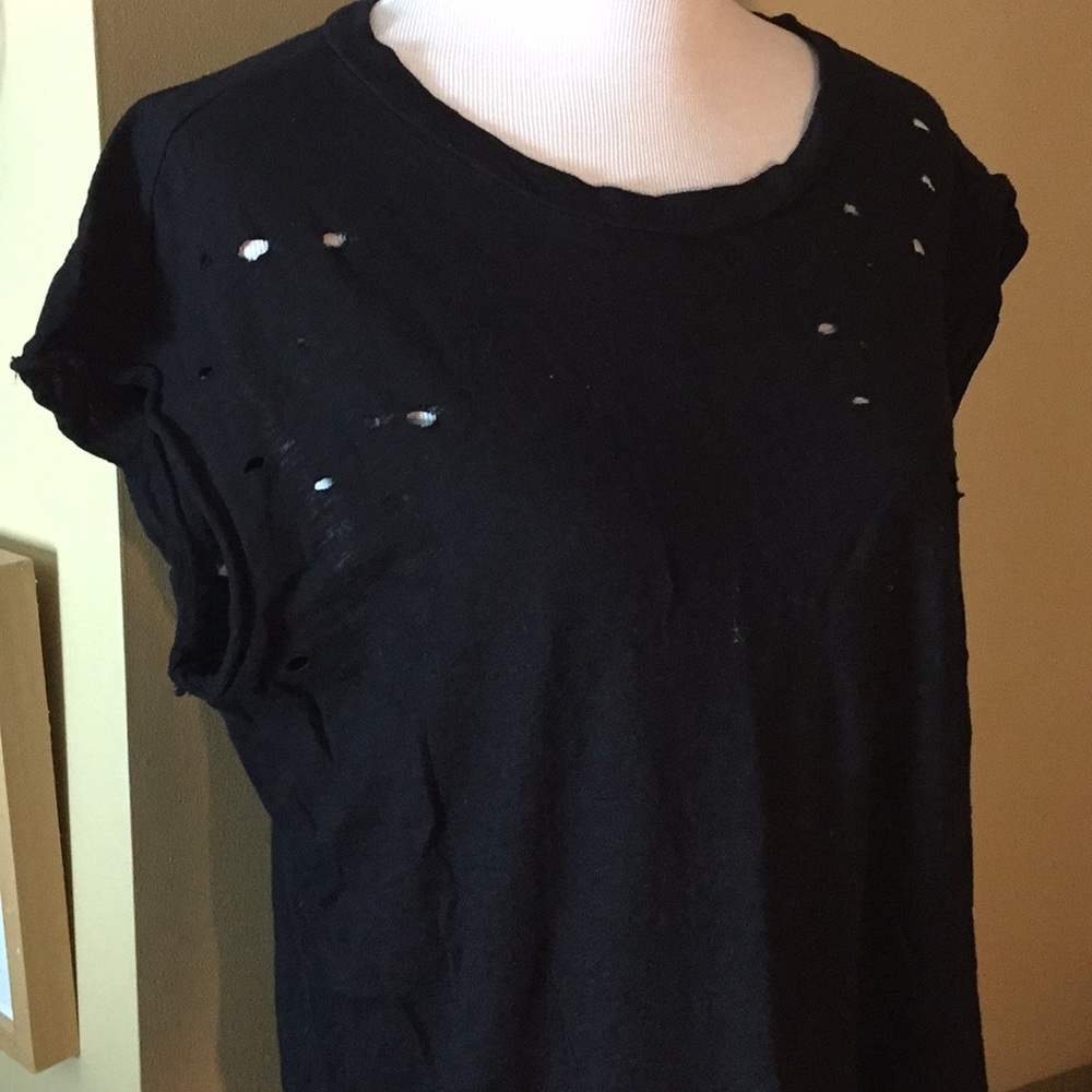 NYTT Size Small Oversize Cut/HolesTeeShirt BLACK Punk Rock-n-Roll Cool $120 NEW